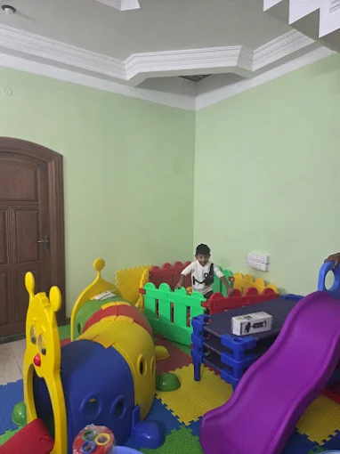 Bright play area with colorful equipment